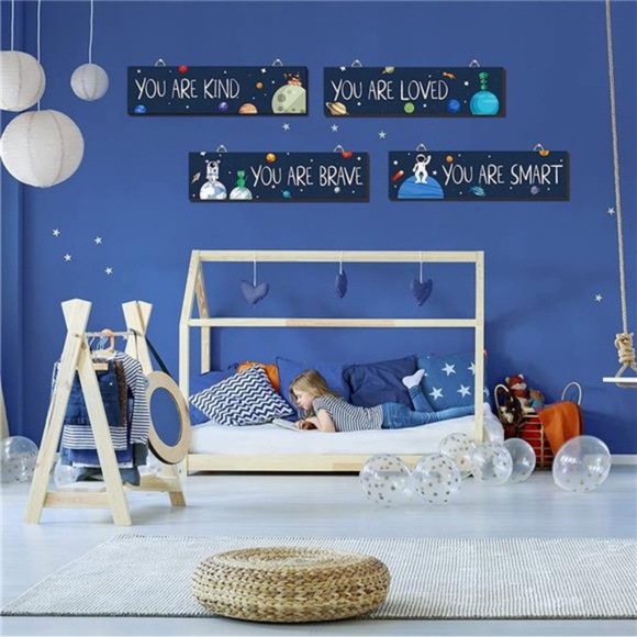 4 Pieces Inspirational Wall Art Decor Space Themed Bedroom Decor - Picture 5 of 9